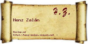 Henz Zalán névjegykártya